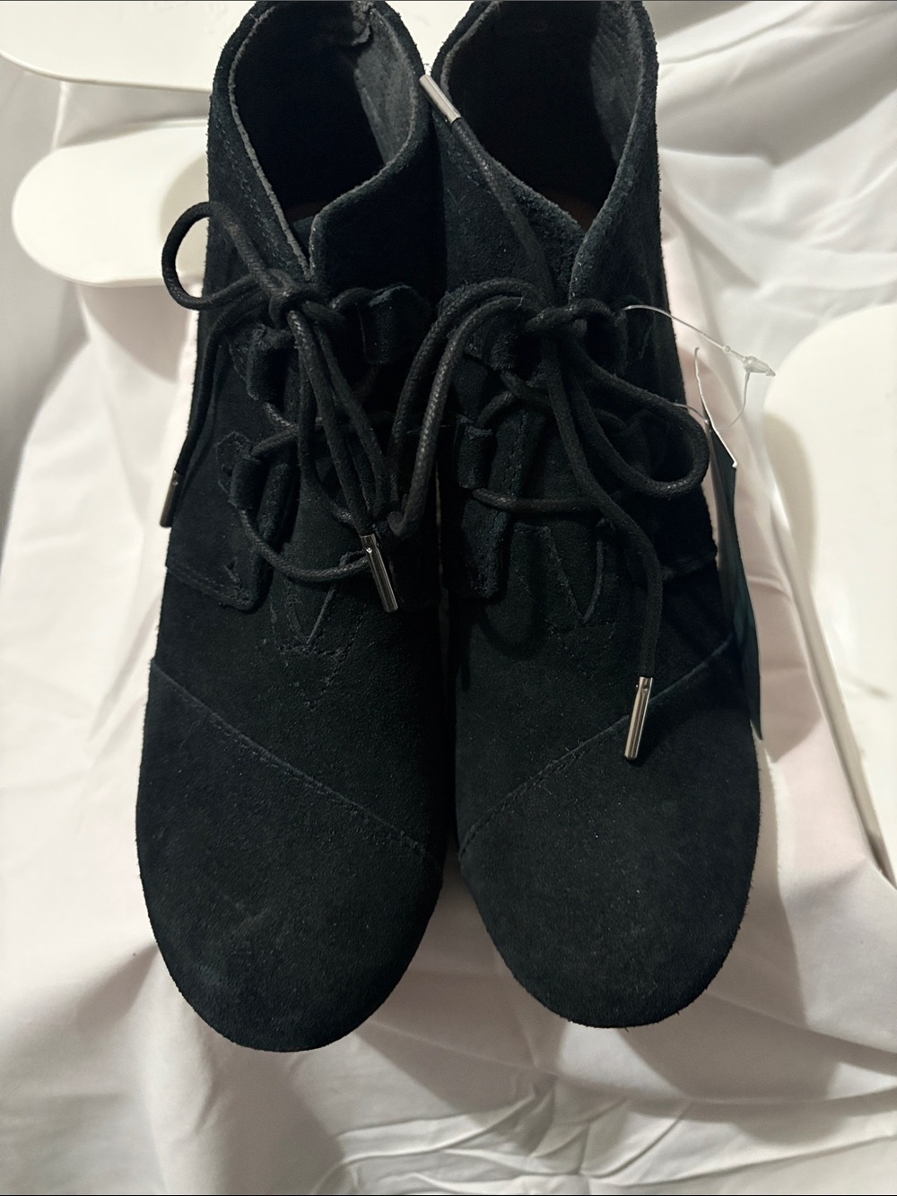 Toms Black Lace-Up Suede Ankle Booties